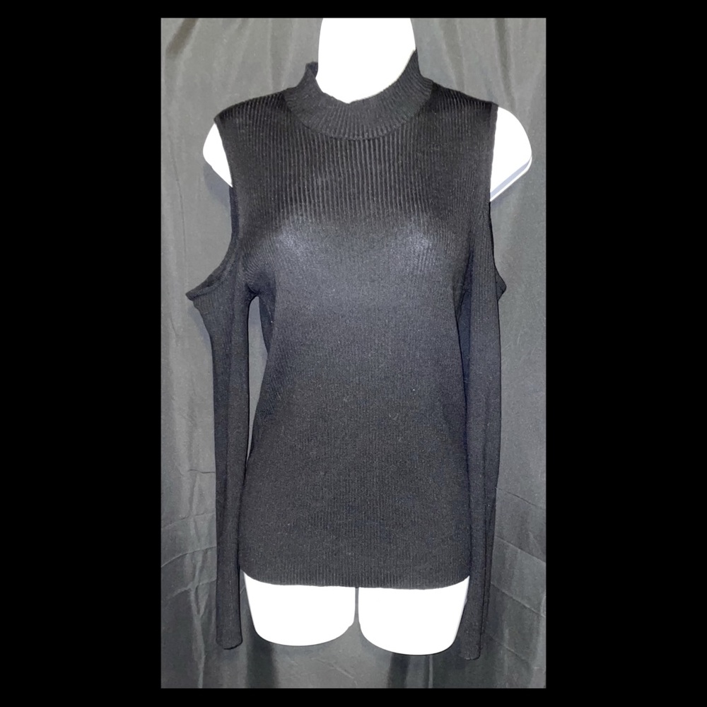 Ambiance cold shoulder black sweater